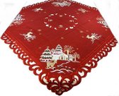 Kerstkleed - Linnenlook - Hert - Rood - Vierkant 85 cm - 8837