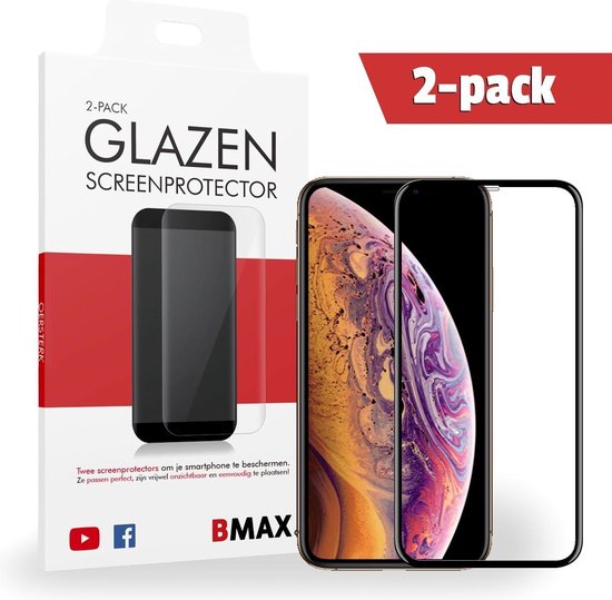 2-pack BMAX iPhone XS Screenprotector Full Cover Glas | Dekt het volledige  scherm! |... | bol.com