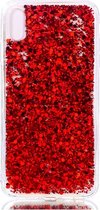 Shop4 - Geschikt voor iPhone Xs Max Hoesje - Zachte Back Case Glitters Rood