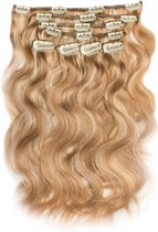 Clip in Extensions, 100% Human Hair, Body Wave, 18 inch, kleur #27/613 Dark Blonde/ Light Blonde