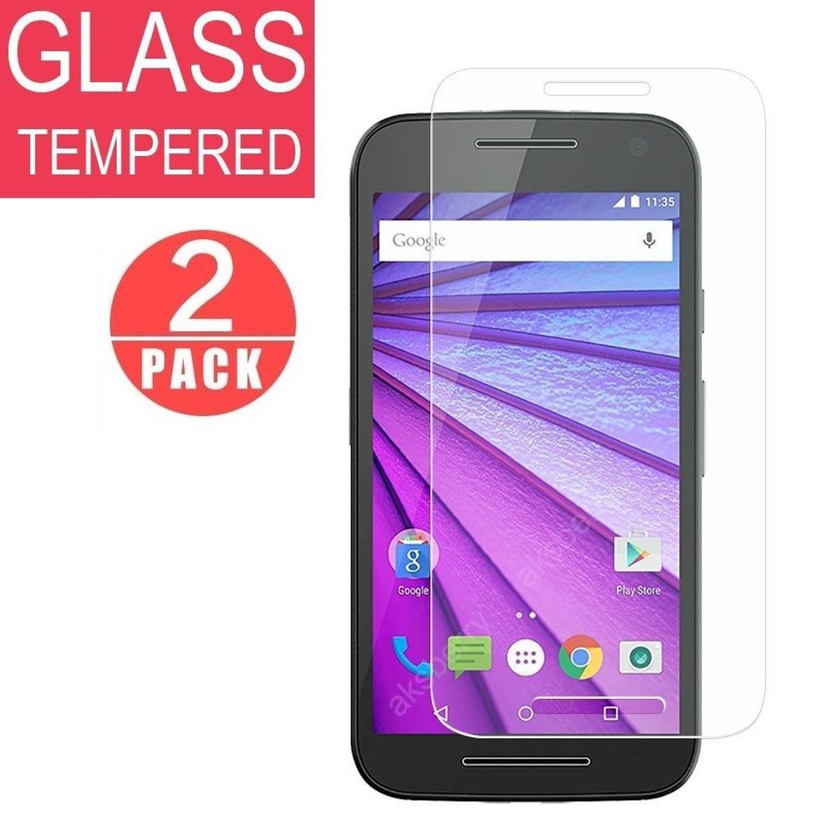 2 stuks Glass Screenprotector - Tempered Glass voor Motorola G3 3e generatie
