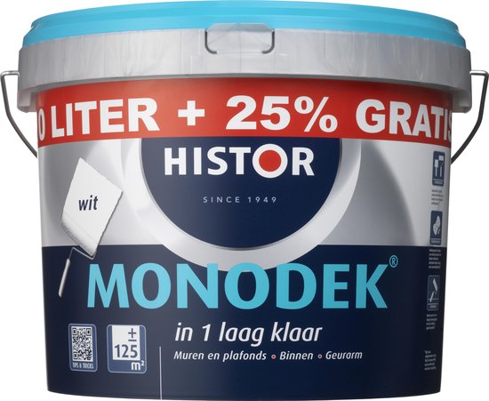Histor monodek muurverf - 12,5 liter - wit