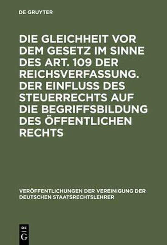 Veröffentlichungen Der Vereinigung Der Deutschen Staatsrech ... - cover
