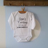 Baby Rompertje met tekst zwangerschap aankondigen Oom’s lieveling zit in dit kleine rompertje | Lange mouw | wit | maat 62/68