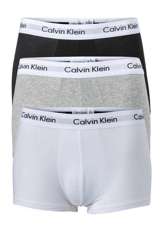 Calvin Klein Boxershorts - Heren - 3-pack - Grijs/Wit/Zwart - Maat - Let op: Valt klein