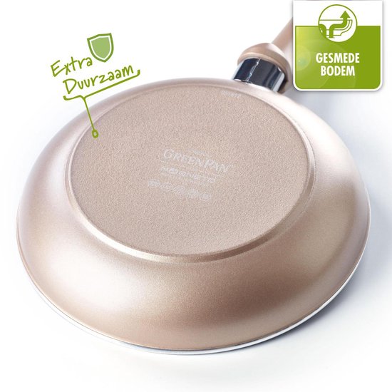 GreenPan Cambridge Koekenpan 20cm – PFAS-vrije antikleeflaag – Koekenpan inductie – Keramische koekenpan - Ovenbestendig tot 160°C - Koudgrepen - Brons