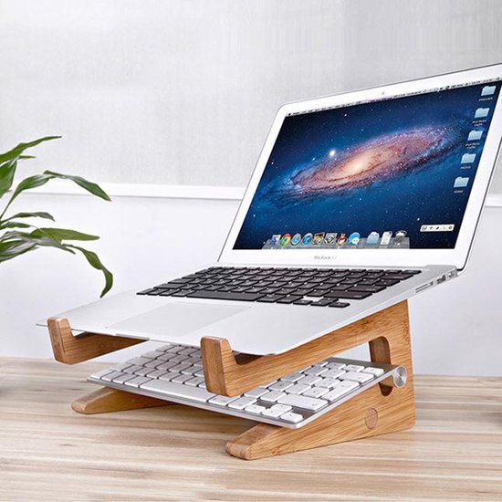 QUVIO Laptop standaard van hout Ergonomisch werken Universeel Laptop verhoger