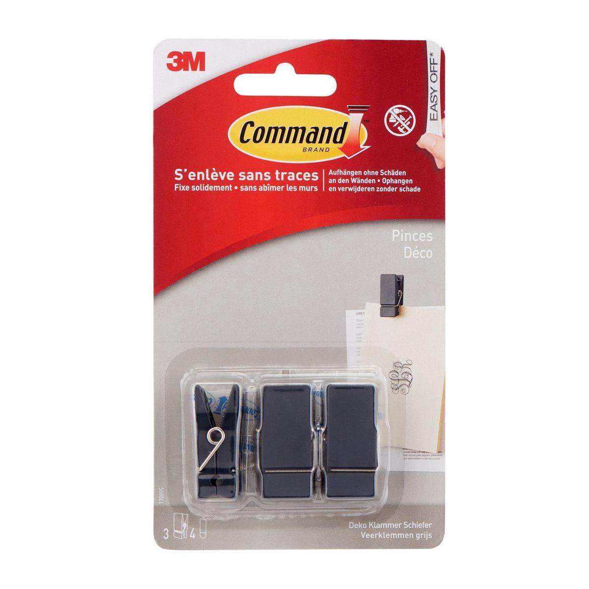 Bevestigingsstrip Command 3 springclips zwart