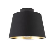 QAZQA combi - Klassieke Plafondlamp met kap - 1 lichts - Ø 250 mm - Zwart Goud - Woonkamer | Slaapkamer | Keuken