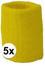 5x Geel zweetbandje voor pols - zweetbandjes