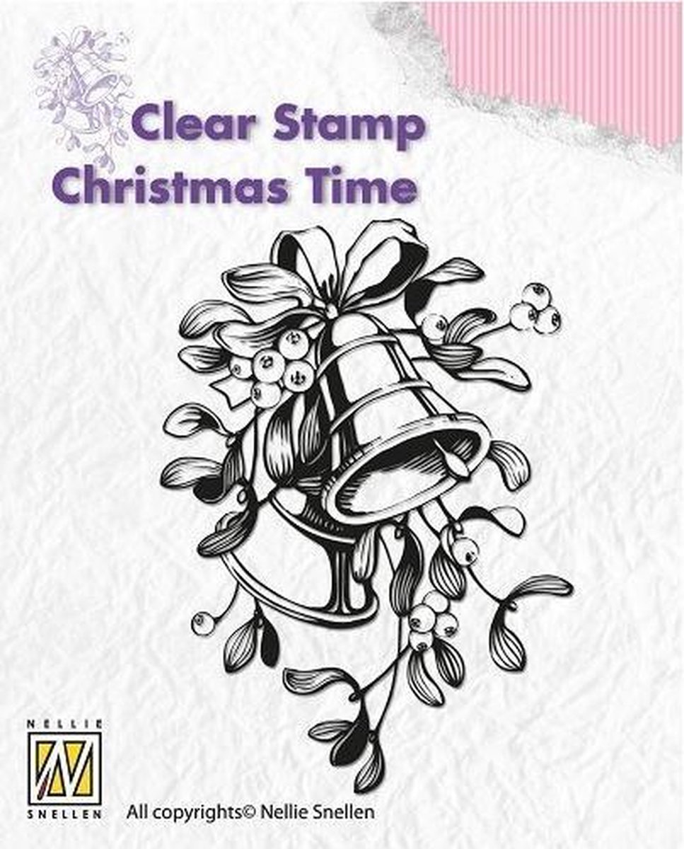 CT006 Nellie Snellen clearstamp stempel kerst Christmas time kerstklokken bellen