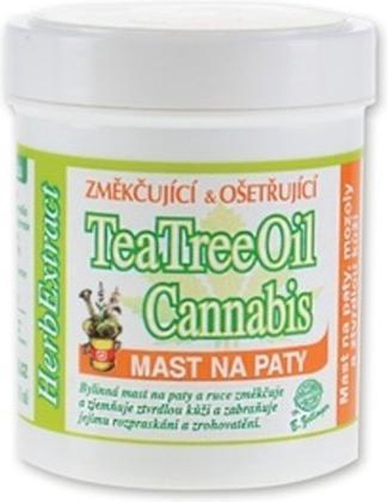 Herb Extract® Cannabis Zalf met Tea Tree Olie - 125ml - Antibacteriële, ontstekingsremmende zalf -geschikt voor behandeling van - verharde huid - eelt van de handen en voeten - voorkomt schimmel vorming