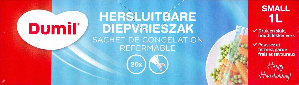 Dumil Hersluitbare Diepvrieszak 1 Liter Klein 1 Rol Met Zakjes Bol Com