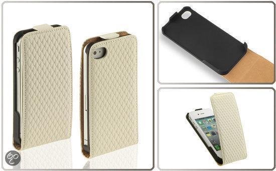 Vader fage luisteraar Laster Lelycase Premium Flip Style Case Lederen Hoesje Aplle iPhone 4 4S Diamant  Design Wit | bol.com