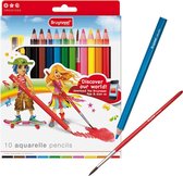 BRUYNZEEL Inspiring Young lot de 10 crayons aquarelle avec taille-crayon et pinceau