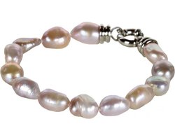 Zoetwater parel armband Rola - echte parels - handgeknoopt - roze - zilver - luxe sieraden zakje - parel armband dames - roze parel armband - zoetwaterparel