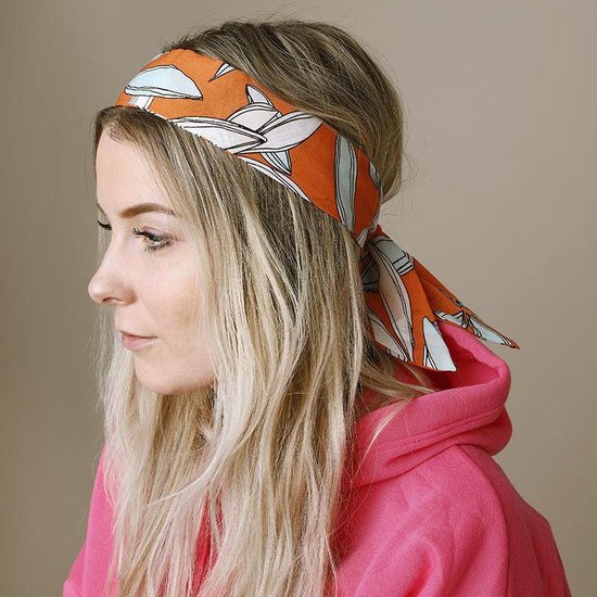 Haarband/bandana - Hawaii Knot|Polyester|Haarstrik|Oranje wit - stuk bol.com
