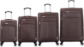 Set de valises Travelerz - Housse souple 4 pièces - Bagage de voyage à 4 roues - Marron