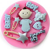 Fondant Baby Boy Mal - Siliconen Baby versiering vorm - Fondant / Marsepein / Chocolade - Babyshower decoratie