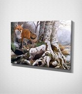 Fox - Painting Canvas - 60 x 40 cm - Schilderij - Canvas - Slaapkamer - Wanddecoratie  - Slaapkamer - Foto op canvas