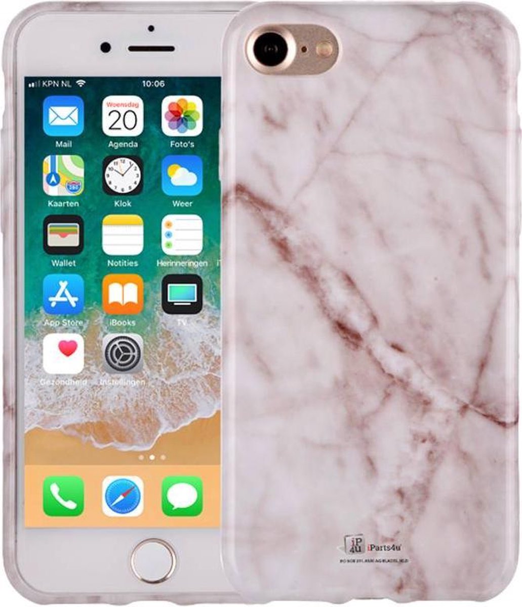 Marmer iPhone 8 Hoesje Marble Wit Siliconen |