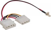 OKS Molex (m) - Molex (v) adapter met 3-pins Case Fan (m) connector - 0,20 meter