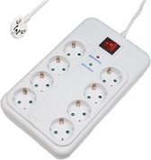 Techtube Pro - Stekkerdoos 8 voudig - Wit - 1.8 meter