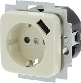 Busch-Jaeger SI Inbouw Wandcontactdoos USB  - 1-voudig - Randaarde - Crème