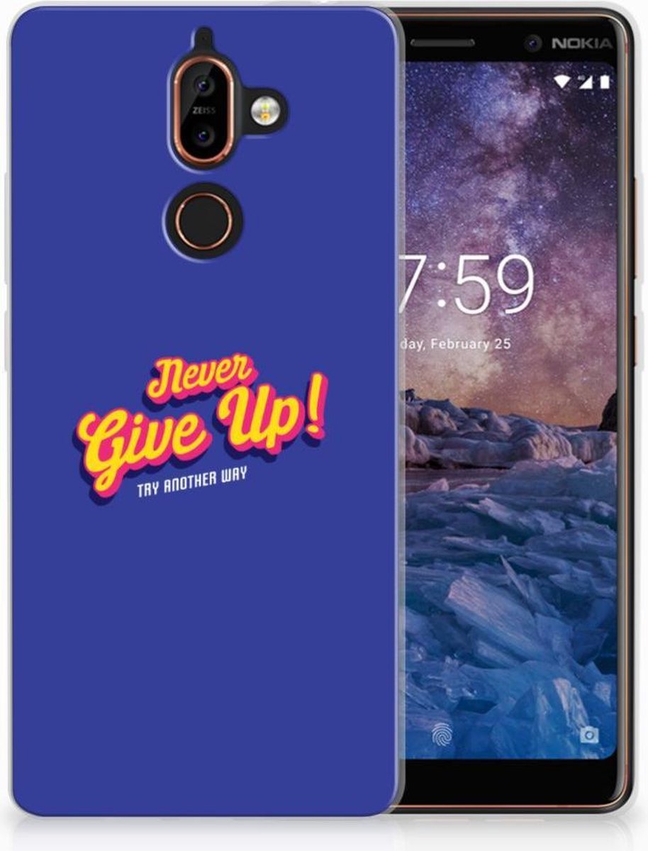Nokia 7 Plus Siliconen hoesje met naam Never Give Up