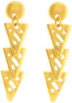 Behave® Oorbellen driekhoek hangers goud-kleur 4,5cm