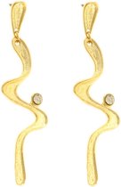 Behave® Dames oorhangers goud-kleur zigzag 6cm