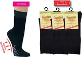 Bamboe sokken - 3 paar – zwart  - badstofzool - normale schachtlengte - maat 39/42