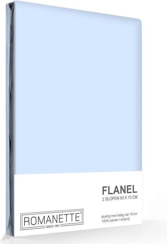 Romanette flanellen kussenslopen (set van 2) - Blauw - 60x70 cm