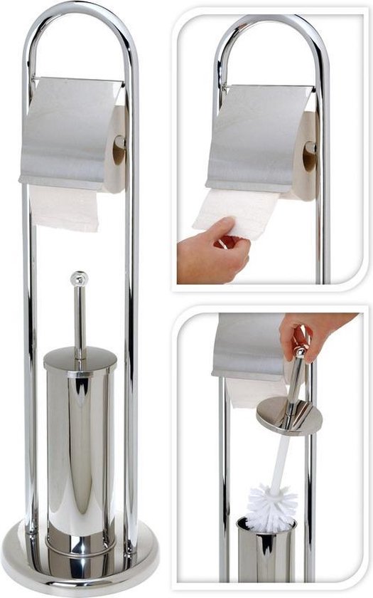 Porte-rouleau de papier toilette et porte-brosse en acier inoxydable  brillant 80 cm | bol.com