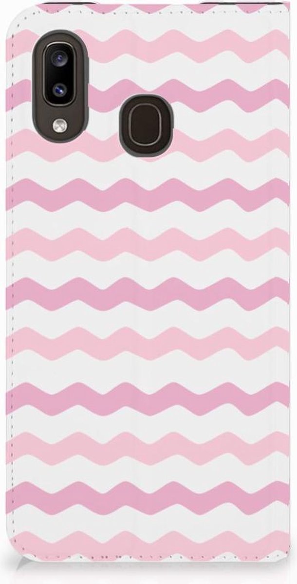 Standcase Hoesje voor Samsung Galaxy A30 Hoesje met Magneet Waves Roze