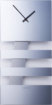 NeXtime Bold Stripes Mirror - Klok - Rechthoekig - Glas - 19x38 cm - Zilverkleurig