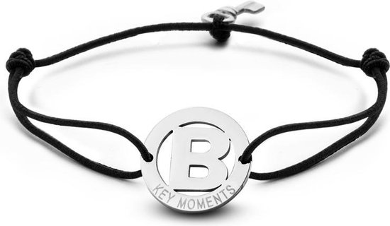 Key Moments 8KM-A00002 - Armband met stalen letter B en sleutel - one-size - zilverkleurig