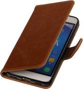 Bruin Pull-Up PU booktype wallet cover hoesje voor Samsung Galaxy S4