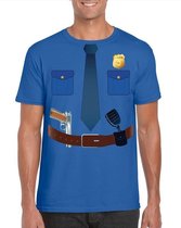 Politie uniform kostuum t-shirt blauw voor heren L