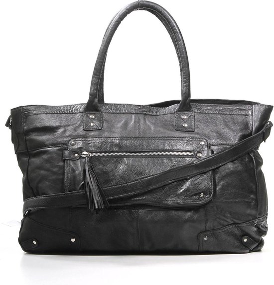 Pieces - Cowboysbag - Lederen tas - Afneembare riem - Reistas - Shopper -  Zwart | bol.com