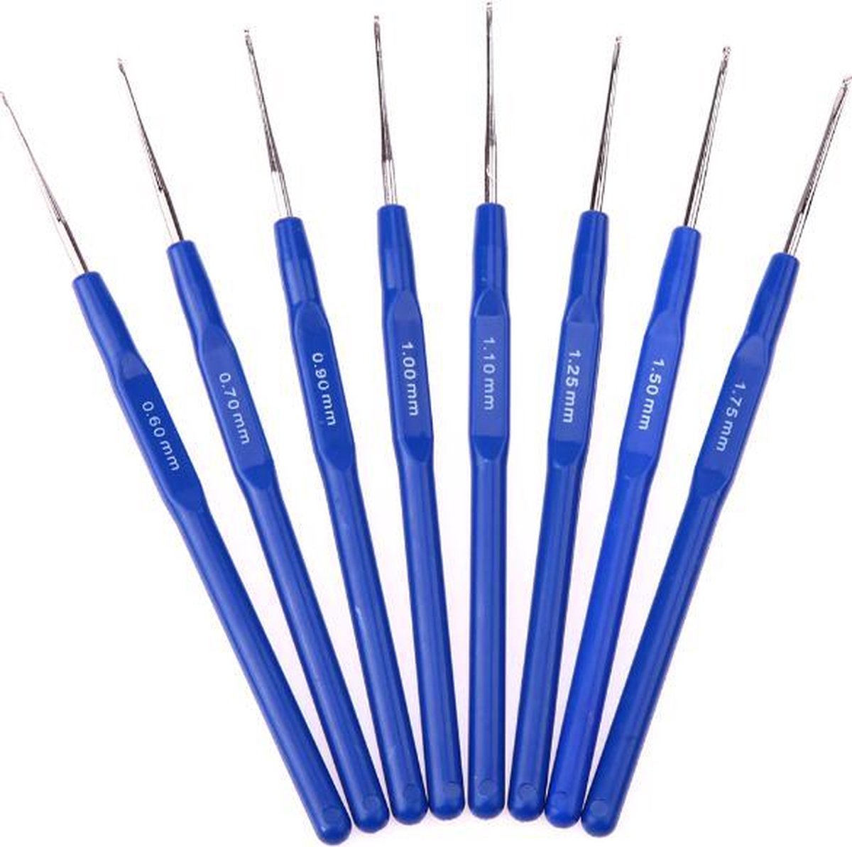 Coopay 0,5 mm en 0,6 mm haaknaalden - 2 kleine haaknaalden voor punten en punt, ergonomische softgrip van TPR, 0,5 - 0,6 mm