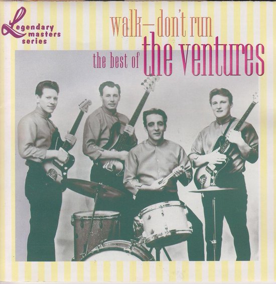 Albumhoes 'Walk-don't run' van The Ventures met de bandleden.