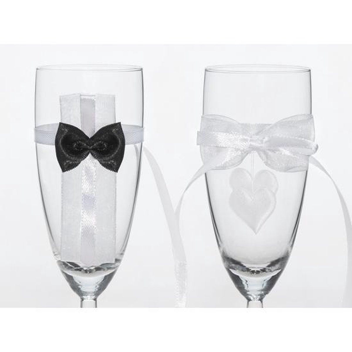Bruiloft champagneglazen met strikjes - Huwelijk glazen | bol.com