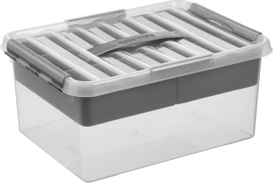 Sunware - Q-line opbergbox met inzet 15L transparant metaal - 40 x 30 x 18  cm | bol.com