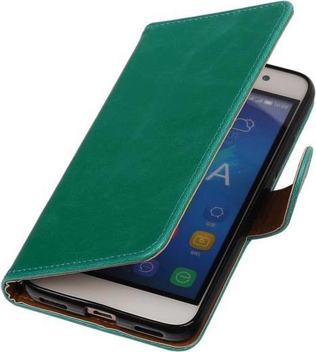 Groen Pull-Up PU booktype wallet cover hoesje voor Samsung Galaxy S4