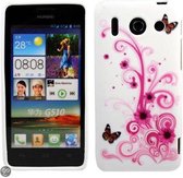 Huawei Acsend g510 silicone gel hoesje roze vlinder