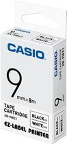 Casio XR-9WE1 Labeltape Kunststof Tapekleur: Wit Tekstkleur: Zwart 9 mm 8 m
