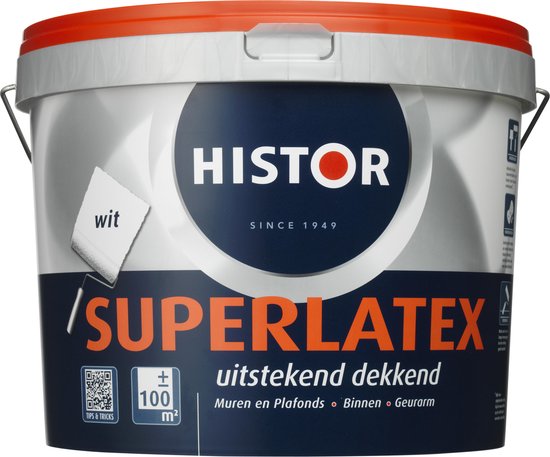 Histor Superlatex Muurverf - 10 liter - Wit | bol.com