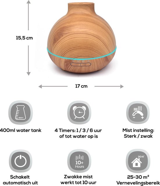 Bol Com Homedays Aroma Diffuser 400ml Luchtbevochtiger Voor Aromatherapie Etherische Olie