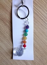 Sleutelhanger met 7 chakra stenen en kristal